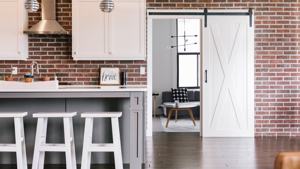 Raleigh brick wall barn door